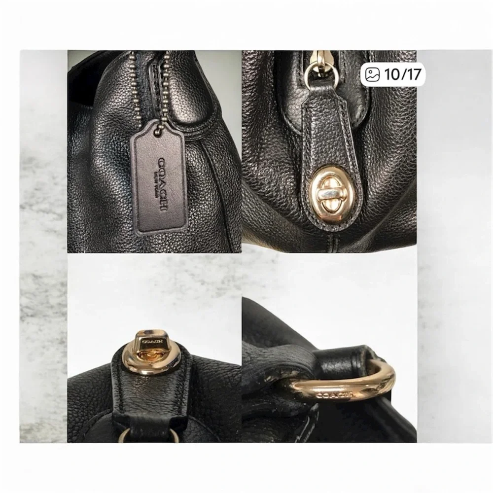 Coach Edie Carryall Black Leather Shoulder Bag EUC no callouts MSRP $398 - Picture 7 of 9
